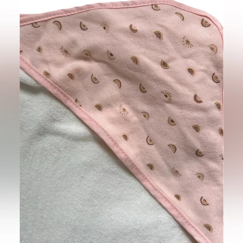 Pink and White Hooded Baby Terry Towels